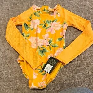 Cat & Jack Yellow Floral Kids Rashguard